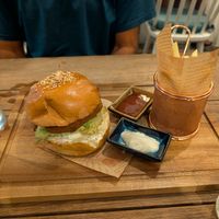 Falafel burger at Hermit's Restaurant in Dhigurah