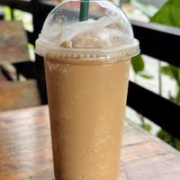 Coconut milk smoothie with coffee, blended (40 THB)  at Kinphak Cafe  in Chiang Mai