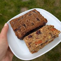 Granola bar and banana & chocolate bread I got take away at Grounded  in Ebbsfleet Green
