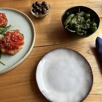 Bruschetta + pimentos padron  at O Sabor da Alegria in Budens