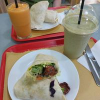 Vegan wrap and protein smoothie at Zumos Juicebar & Healthy Food in Rome