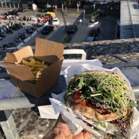 pita and fries with sauce (23.30)  at Veganitas in Bern