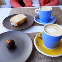 Lemon cake and raw chocolate orange brownie at Foodismo in Gran Canaria