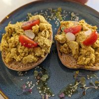 Scrambled tofu tostada at Balino Yoga Café  in Sevilla