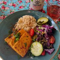 Korean tofu bowl at PSI in Lisbon