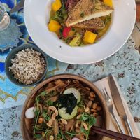 Yellow curry and the dan dan noodles at PSI in Lisbon