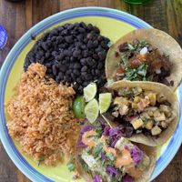 3 taco plate with asada, al pastor, and pescado  at Sugar Taco in Long Beach