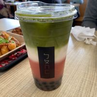 Guava Matcha Tea with Boba at Bopomofo Cafe in San Gabriel