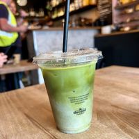 Flavoured oat milk matcha latte   at One Percent Forest in Liverpool