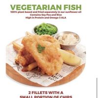 The fish is also suitable for vegans  at The Front Fish and Chips in Newbiggin-by-the-sea