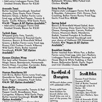 Brunch Menu at Arán Artisan Bakery & Bistro in Kilkenny