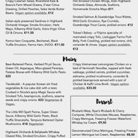 Evening Menu at Arán Artisan Bakery & Bistro in Kilkenny