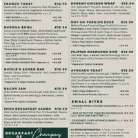 Menu 2024 at Arán Artisan Bakery & Bistro in Kilkenny