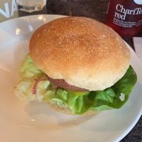 vegan Burger wirh ChariTea and Lemonaid  at Burg Brasserie in Vaduz