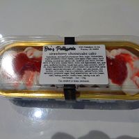 Strawberry cheesecake cake, a cake stuffed with cream cheese. Vegan. at Bre's Patisserie in Warren