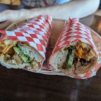 Eggplant & tofu Saigon Sandwich (banh mi) at Happy Flower Eatery and Boba in Sunnyvale