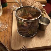 Burger and chips  at Le Grenier de Notre Dame in Paris