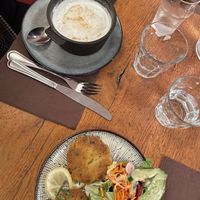 Starters: coconut soup and falafels  at Le Grenier de Notre Dame in Paris