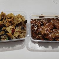 Takeaway, Nasi goreng and lemongrass mushroom at Veggie Kitchen Malang in Malang
