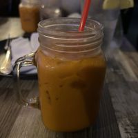 Vegan Thai tea - after mixing - very good!   at Orchid Thai in Lincoln