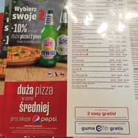 Section of the menu at Da Grasso   in Nowa Sol