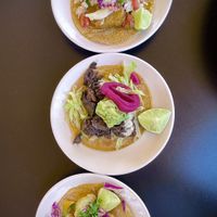Three fantastic tacos, 🌮 fIsH , cauliflower, smoked mushroom. 🍄 All very good  at Veggie Grill by Next Level - The Dome in Hollywood