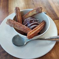 Churros and ice-cream at Veggie Grill by Next Level - The Dome in Hollywood