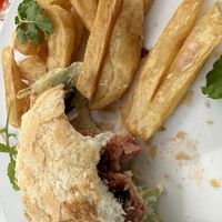 Plant based burger and chips  at Godenfang Restaurant in Walvis Bay