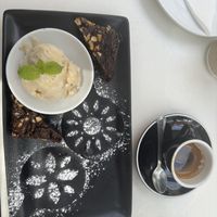 Plant based brownie and nice cream  at Godenfang Restaurant in Walvis Bay