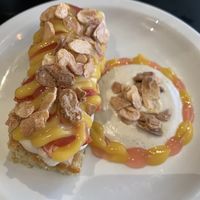 Almond and blood orange cake with custard    at Root in Wells
