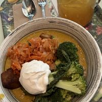 Coconut curry w tofu and added sour crème   at Le Botaniste - Bryant Park in New York City