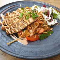 Udon noodles with mock duck at Vegana Vietnamese Restaurant in Mannheim