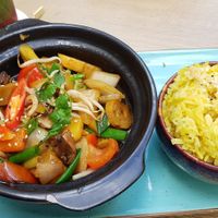Buddha bowl with tasty rice at Vegana Vietnamese Restaurant in Mannheim