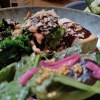 Side plate to the brunch: tofu with salad, peanuts and fabulous miso sauce at Terter in Brussels