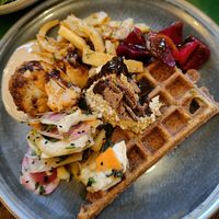 Savory waffle with different veggies and spreads at Terter in Brussels