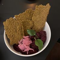 Beetroot dip and crackers  at Terter in Brussels