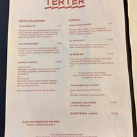 Menu at Terter in Brussels