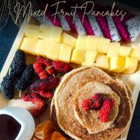 Mixed fruit pancakes at Oasis Café in Surat Thani