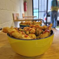 Delicious tempura noodles 😋 at Rebel's Diner in Cuernavaca