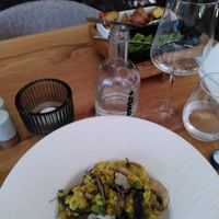 Vegan risotto with potatoes and veggies as side dish at Witte Berken Restaurant in Epe