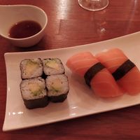 Avocado maki and fake salmon sushi at Vegebowl in Paris