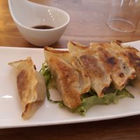 Grilled Chinese Dumplings (5€) filled with "minced meat", cabbage, onion, carrot & leek. [05/09/2018] at Vegebowl in Paris