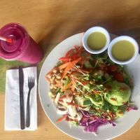 Swami's Salad and Pitaya Smoothie. SO GOOD. at Swami's Cafe in Oceanside
