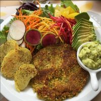 For starter I ordered Causa and then a delicious Quinoa burger with native potatoes and salad. at Yami in Lima