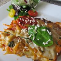 Lasagna vegan organic at Yami in Lima