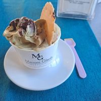 Vegan ice cream (dark chocolate and pistachio) at Marrons Glaces in Catanzaro