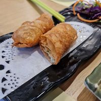 Smashed stinky tofu wrapped with crispy tofu skin. at Xiaoshuhang Absolute Vegetarian Food - 小蔬杭 絕對蔬食(台大二活店 in Taipei