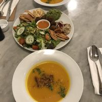 Pumpkin soups + Mezze  at Quinoa in Las Condes