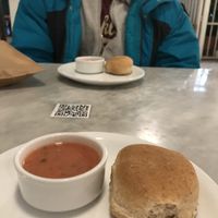 Complimentary bread and pebre  at Quinoa in Las Condes