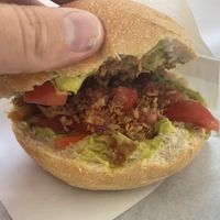Bagel (avocado cream, roasted onions, tomatos)  at Bon Bonheur in Rhodes